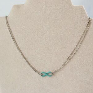 Tiffany & Co. 💯% Auth Turquoise Enamel Infinity Necklace w\Pouch✨925 Sterling✨
